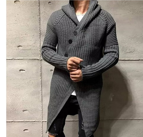 Strickjacke mit Kapuze und Asymmetrischem Schnitt für Herren